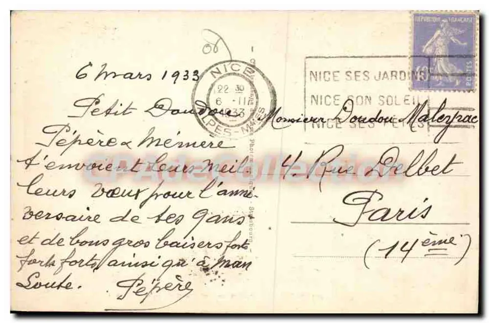Nice - Die Gärten von König Albert I und das Casino — Blanchette, n°367 - Rückseite