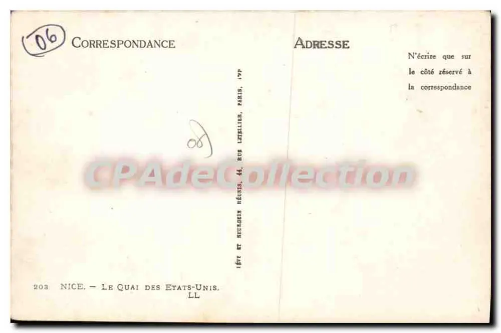 Nizza — De Quai der Verenigde Staten — Uitgever LL n°203 - Achterkant