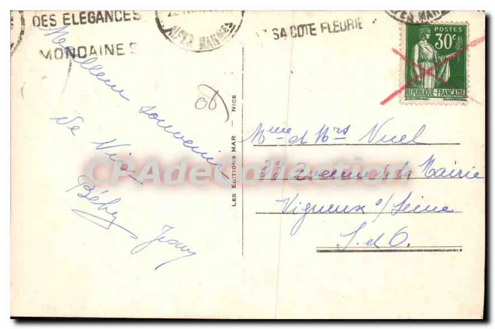 Nice — Panorame van de Jardins Albert — Uitgave: Éditions des Élégances Mondaines - Achterkant