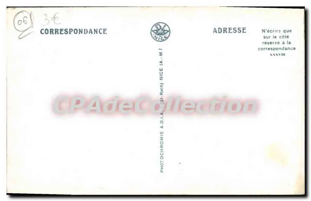 Visão geral — Lembrança de Nice — Promenade dos Ingleses — A.D.A. (St-Roch) XXXVIII - Verso