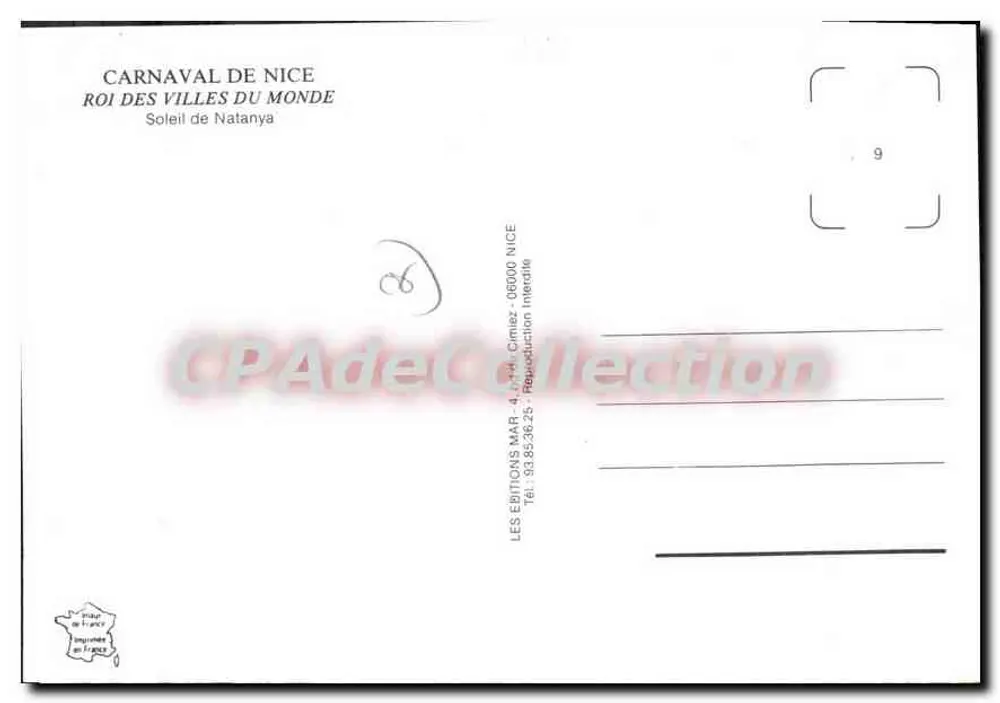 Karneval von Nizza — Sonne von Natanya — Editions MAR - Rückseite