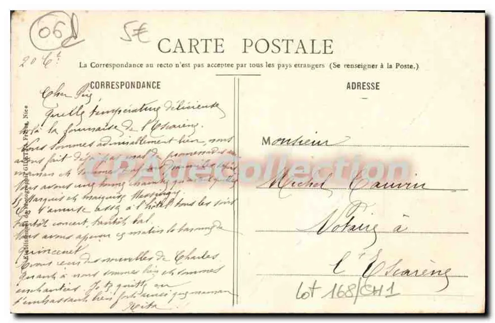 Peira-Cava - Environs de Nice - Station Estivale - Cure d'Air - Vue générale - Édition Gilletta, pli, Nice - Verso