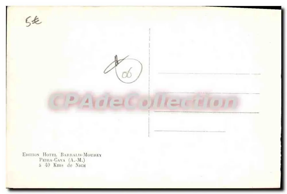 Peïra-Cava (A.M.) — Esportes de Inverno — Edição Hotel Barralis-Mourey - Verso