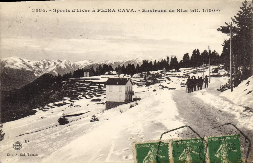 Esportes de inverno em PEIRA CAVA - Regiões de Nice (alt. 1500m) — Edit. A. Gal, Tabacs, n° 3684 - Frente