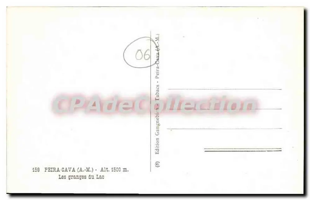 As granges do Lago — PEIRA-CAVA (A.-M.) — Alt. 1500 m. — Edição Gangnebien - Tabacs - Verso