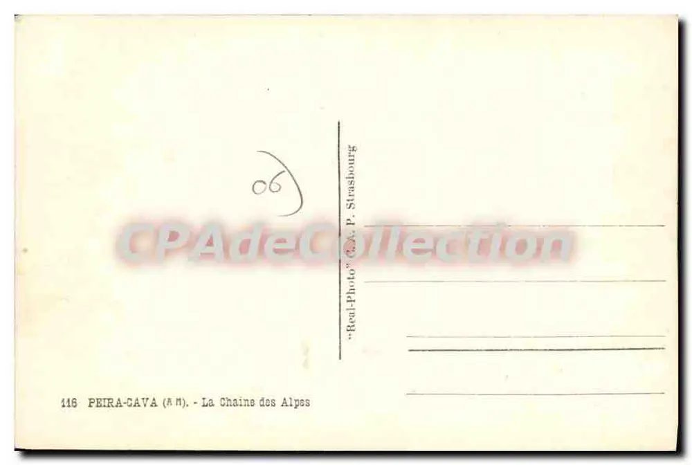 Peira-Cava (Alpen) — schneedeckte Skistation — "Real-Photo" P. Strasbourg, Nr. 116 - Rückseite