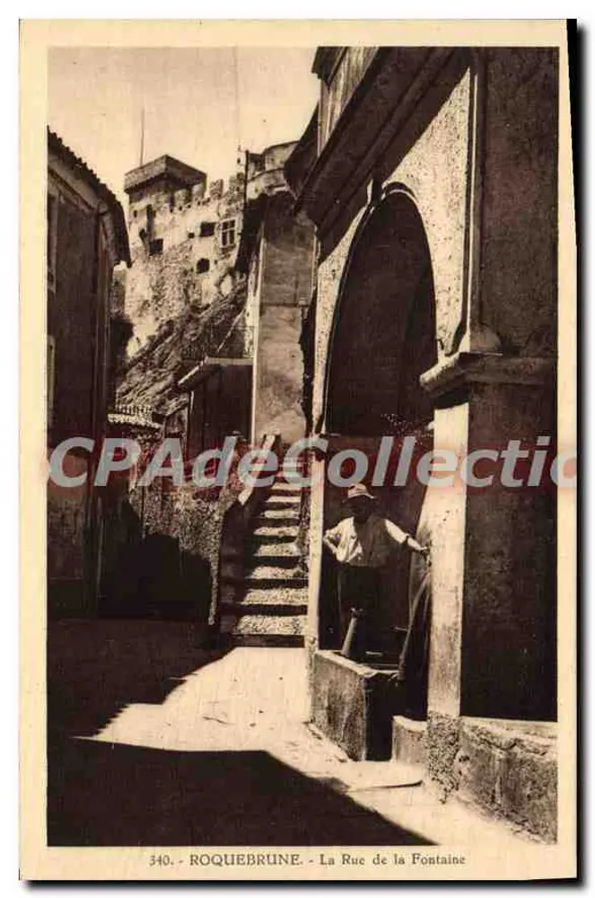Roquebrune - A Rua da Fonte — Edição « La Cigoges » Grimaldi - Mônaco, n° 340 - Frente