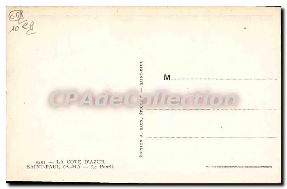 Saint-Paul (A.M.) — O Pontil — Edição A. Baux, Saint-Paul - Verso