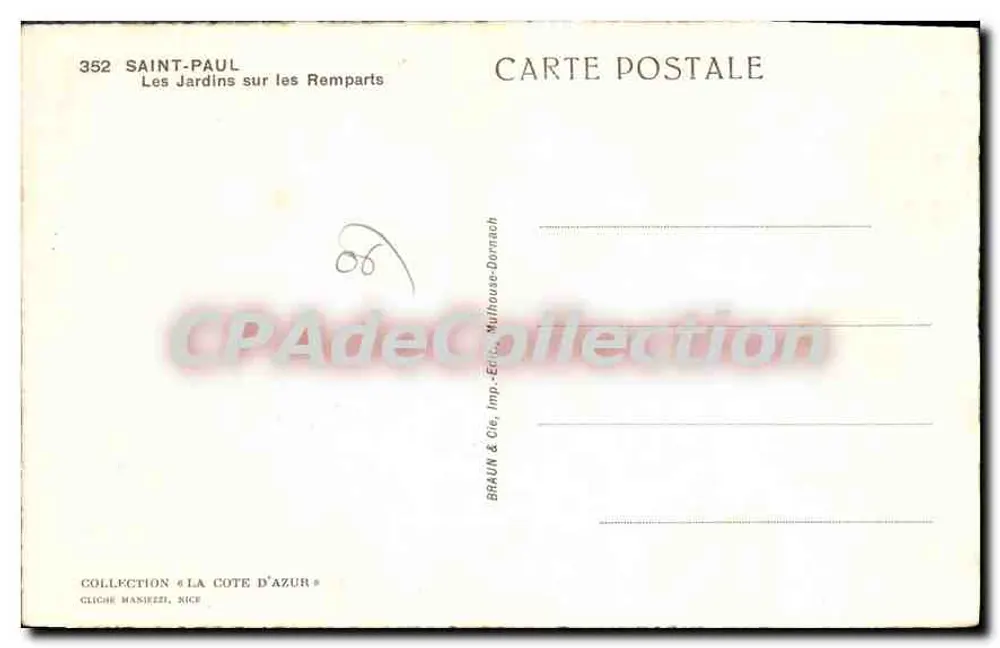Saint-Paul-sur-Répartis — Gärten auf den Mauern — Braun & Cie, Imp. Malhouse-Dornach - Rückseite