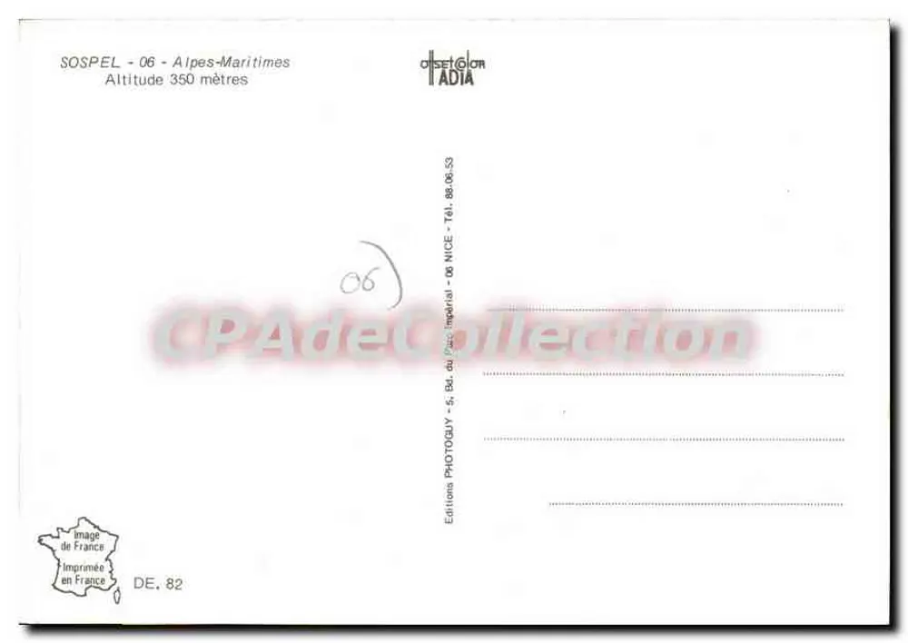Les Hauts du Pays de Nice — Sospel — Editor: Editions Offset Glor Adia - Verso