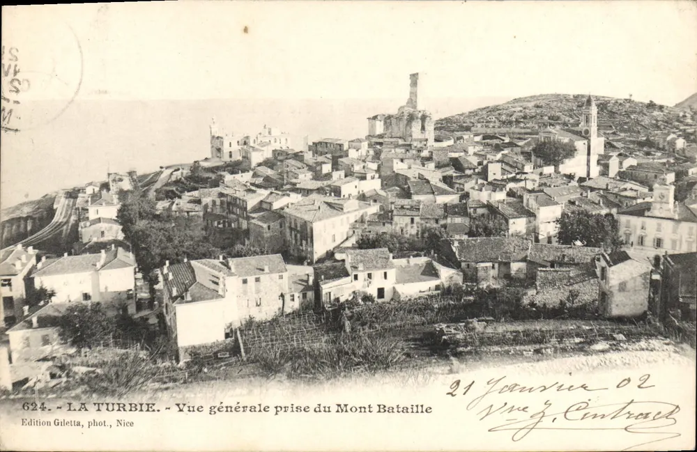 La Turbie — Allgemeine Ansicht vom Mont Bataille — Edition Giletta, phot. Nice, n° 624 - Vorderseite