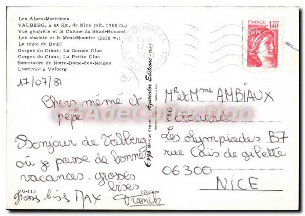 Valberg — vista geral e gargantas — Edições Marques - Verso