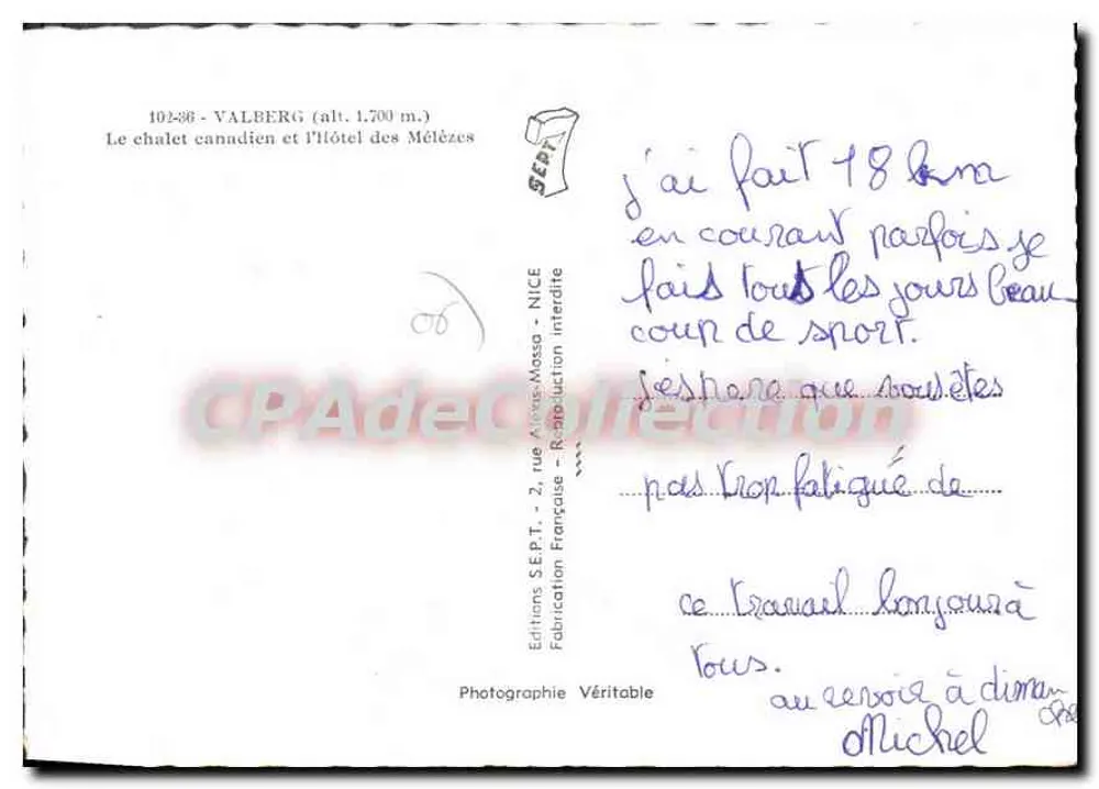 Valberg (alt. 1.700 m.) — El chalet canadiense y el hotel de los Abedullos — Ediciones S.E.P.T. - NICE - Reverso