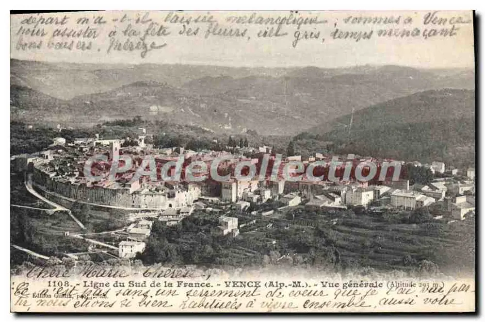 Vence (Alpes-Maritimes) — Vista geral — Edição Durand, n° 1108 - Frente
