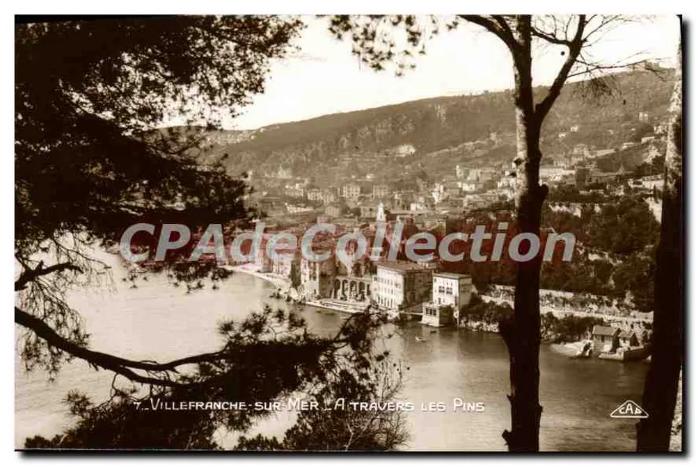 Villefranche-sur-Mer — Através dos Pinheiros — Bilhete postal antigo P. A. P. Strasbourg - Frente