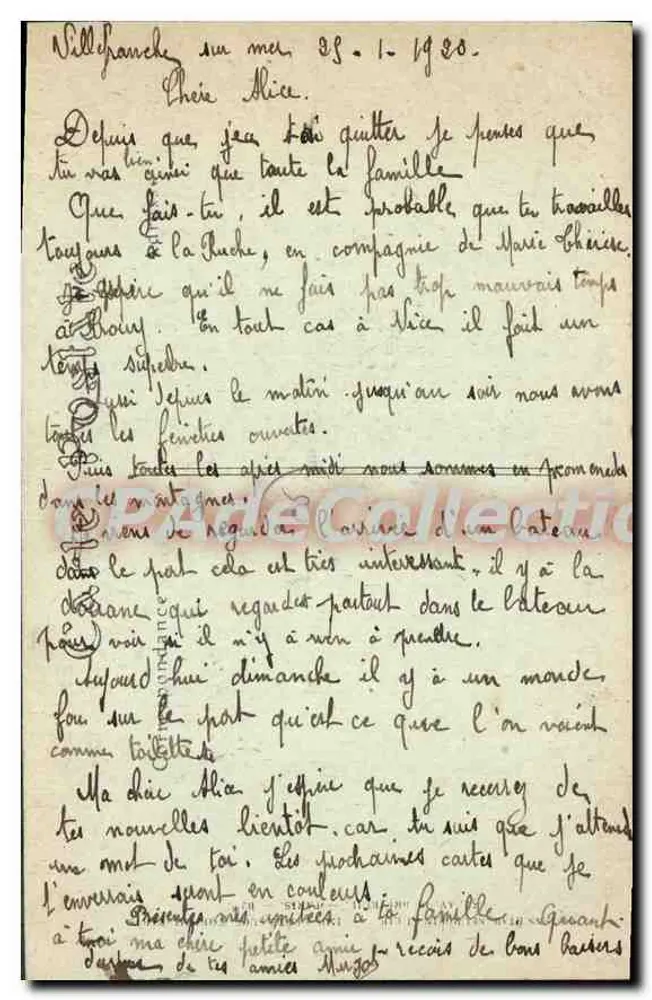 Villefranche-sur-Mer — Die Alpenjäger-Kaserne — JND fot. Nr. 1258 - Rückseite