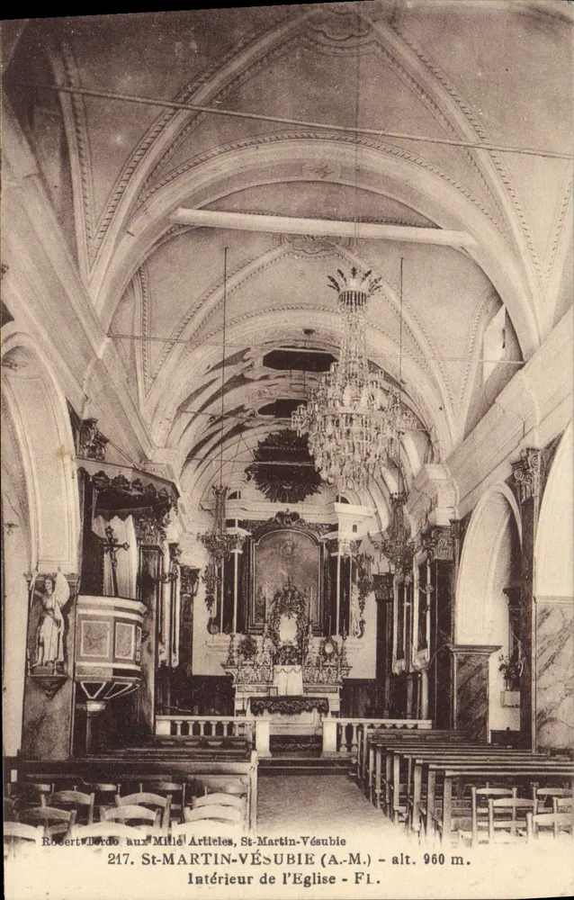 Binnenkant van de Kerk - St-Martin-Vésubie (A.M.) - hoogte 960 m. — Robert Lardo aux Mille Articles, n° 217 - Voorkant