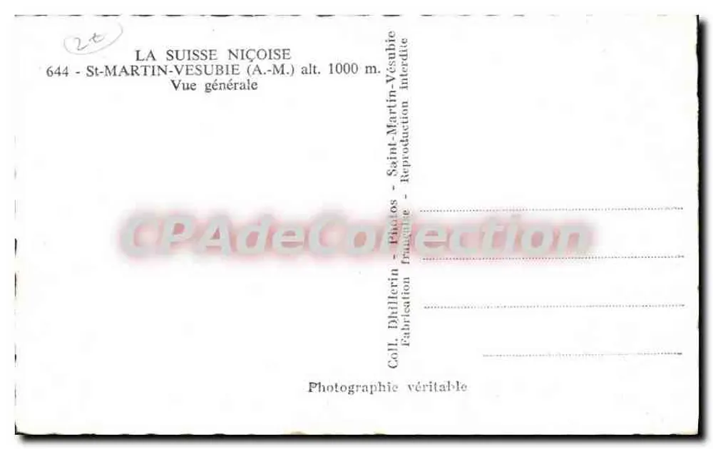 St-Martin-Vesubie — Allgemeiner Blick — Coll. Dhillerin, La Suisse Niçoise - Rückseite
