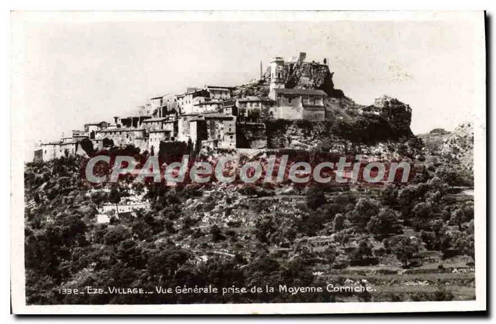 Eze - Vila — Vista Geral tirada da Média Corniche — Edição La Cigogne, St-François-de-Paule, Nice - Frente