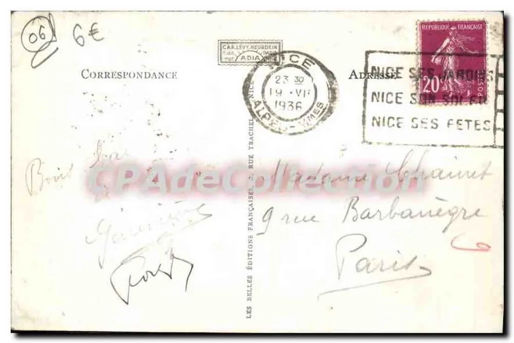 Juan-les-Pins — Vista general — Ediciones Carlevy-Neudhein - Reverso