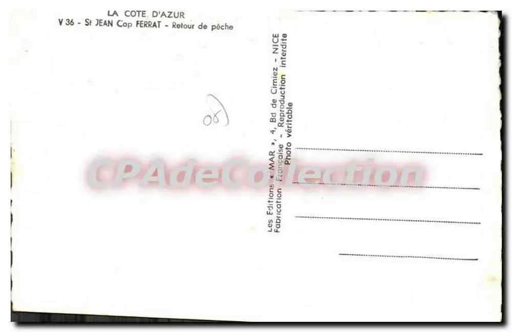 Se Jean Cap Ferrat — Retorno da pesca — Edições «MAR» - Verso