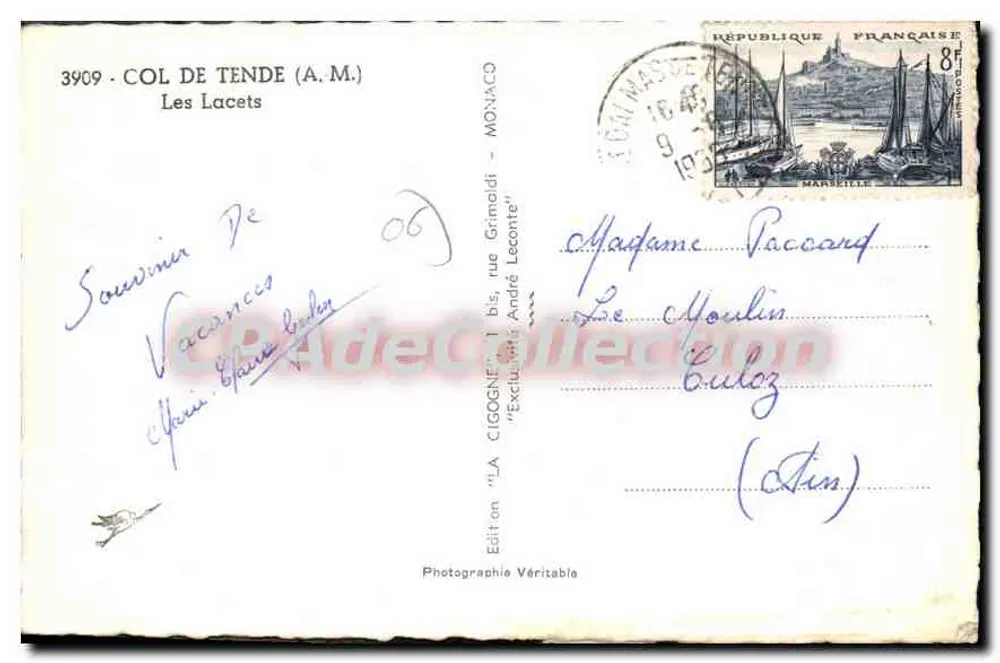 A Garça — Col de Tende (A.M.) — Edição 'A Garça', Fotógrafo Verdadeiro - Verso