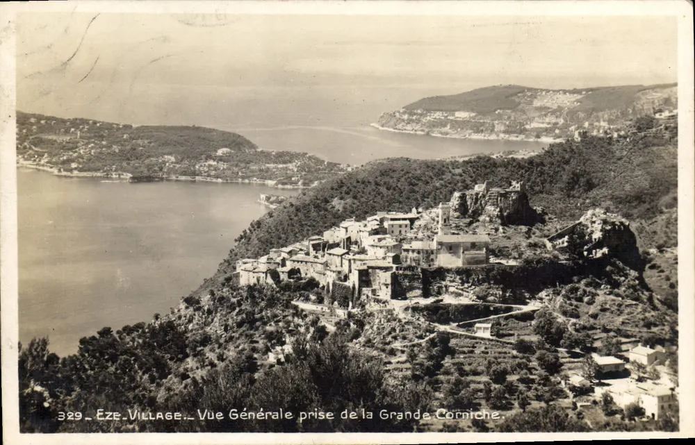 Eze-Village — Allgemeine Ansicht vom Grande Corniche — Éditions La Cigogne, Monaco, n°329 - Vorderseite