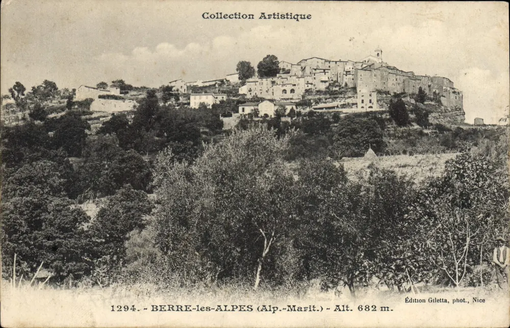 Berre-lès-Alpes — vista do vilarejo em altitude — Edição Giletta, fot., Nice, n° 1294 - Frente