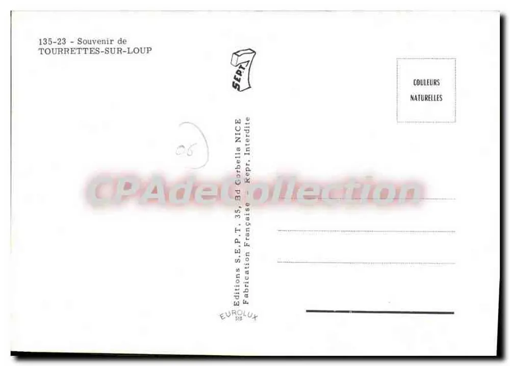 Tourrettes-sur-Loup — Uma Pensão de — Edições S.E.P.T. NICE - Verso