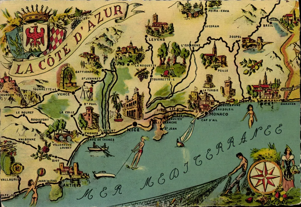 Côte d'Azur — Ilustrowana karta pocztowa — Wydawnictwo A.D.I.A. NICE, nr 5740 - Awers
