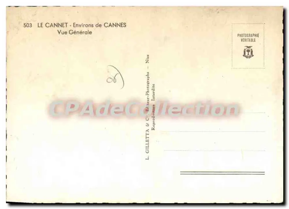 Le Cannet - Arredores de Cannes — Vista Geral — L. Gilletta & Cie, Nice - Verso