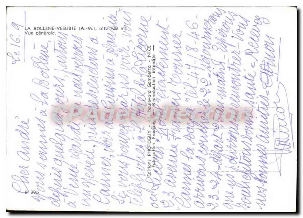 La Bollene-Vesubie (A.-M.) — Vista geral — Éditions Photoguy, Nice - Verso