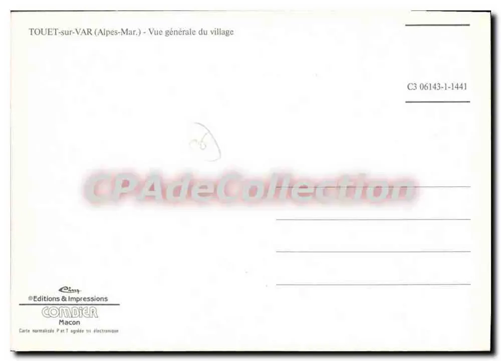 TOUET-sur-VAR — Vista geral do vilarejo — Edições & Impressões COMDTER Macon - Verso