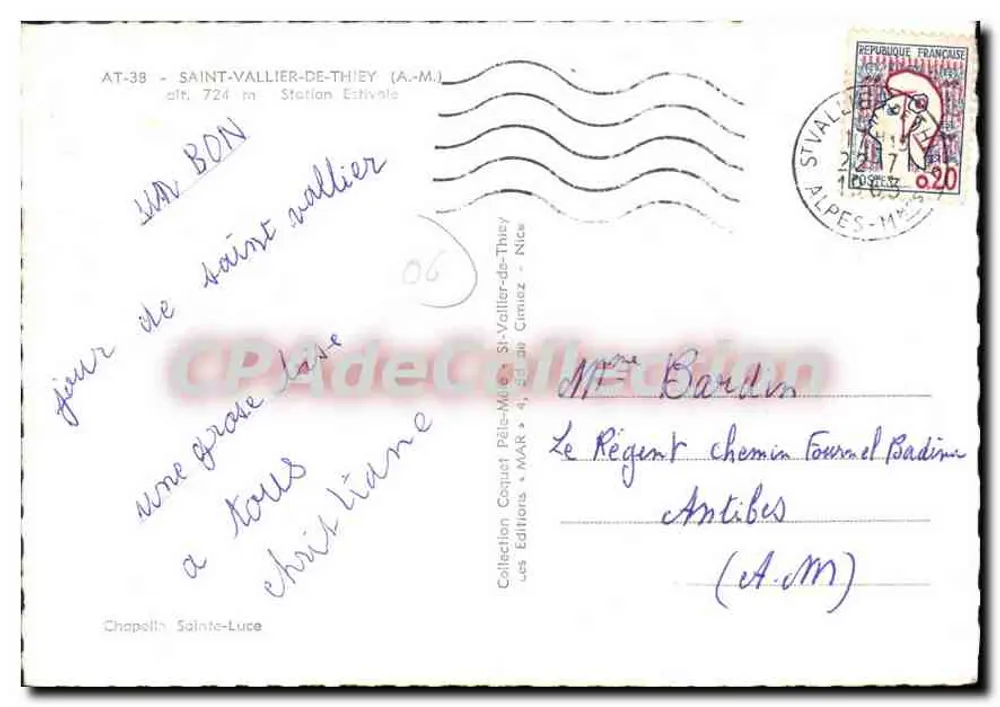 Capela Santa Luce — Saint-Vallier-de-Thiéy (A.M.) — Edições Coquet - Verso