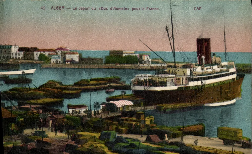 ALGER — Der Abgang des « Duc d'Aumale » nach Frankreich — CAP - Vorderseite