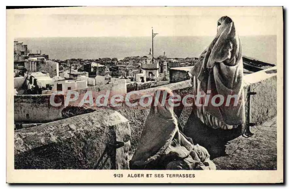 Argel e suas terraces — vista panorâmica com duas mulheres cobertas — edição L. & X., n° 9125 - Frente