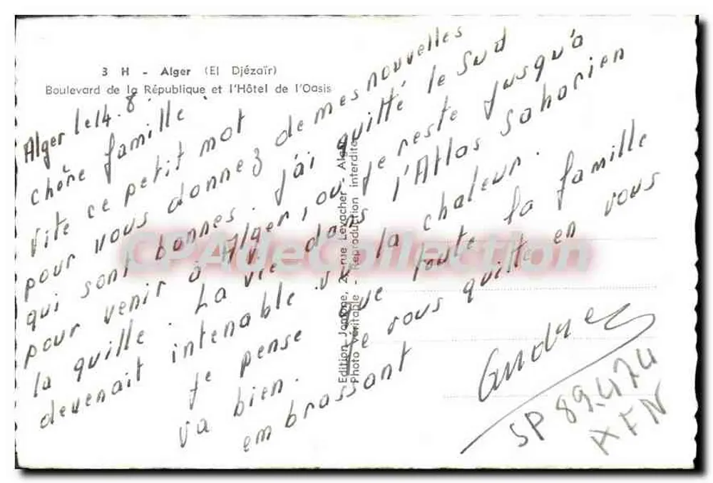 Ansicht der Rue de la République in Algier — Tomone — n° 89.174 - Rückseite