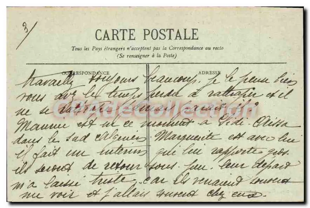 Argel — Os Boulevards e o Hotel de Ville — Coleção Bonnagenen, ed. A.L., Argel, n° 293 - Verso