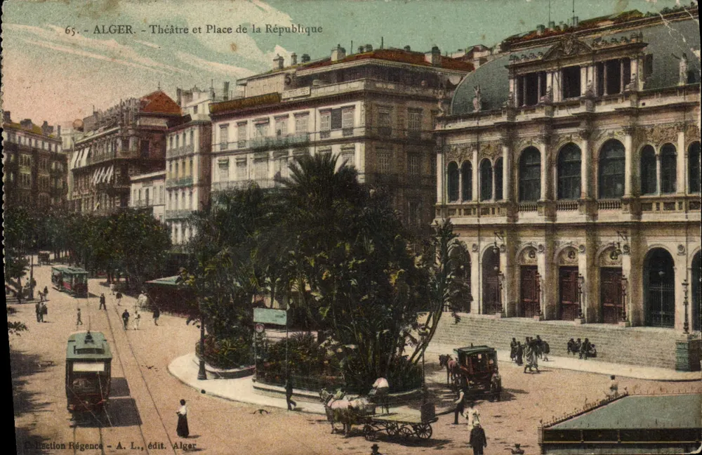 Argel - Teatro e Praça da República — Coleção Régence, edição A. L., Argel - Frente