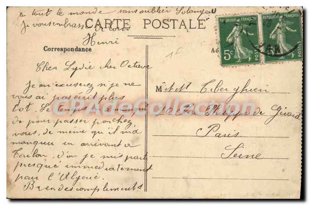 Argel - Teatro e Praça da República — Coleção Régence, edição A. L., Argel - Verso
