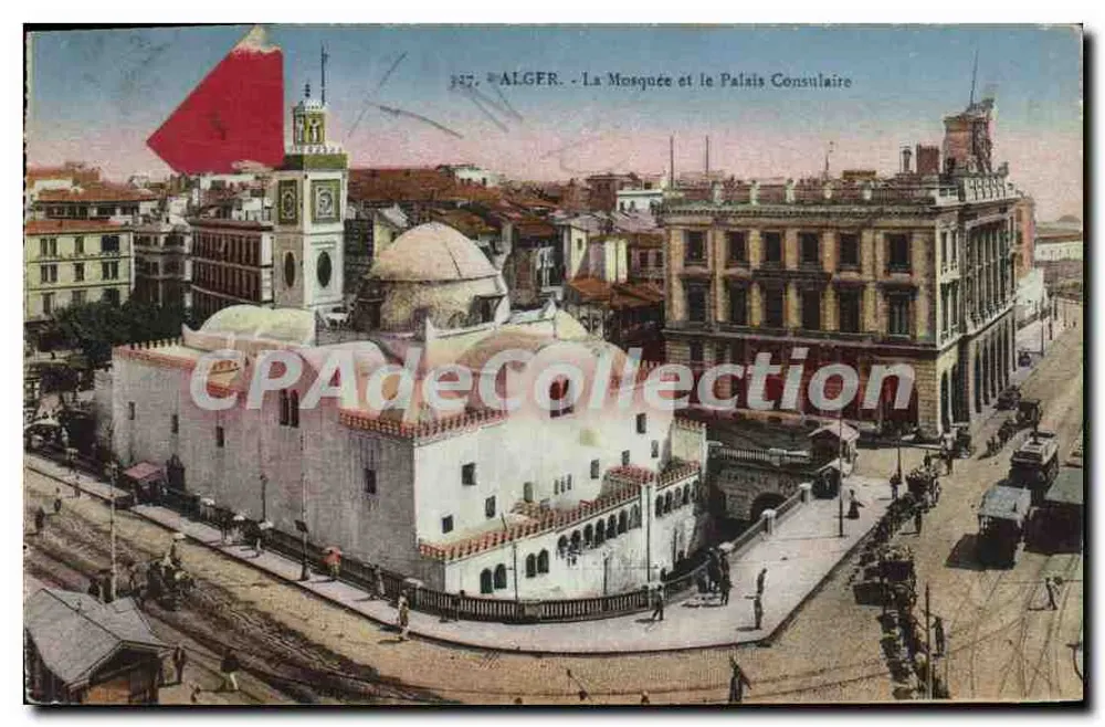 Algier - Die Moschee und das Konsulat — Antike Ansichtskarte Nr. 347, unbekannter Verleger - Vorderseite
