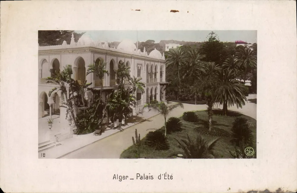 Alger – Palácio de Verão — vista do edifício e do jardim — editor S.P. n°18 - Frente