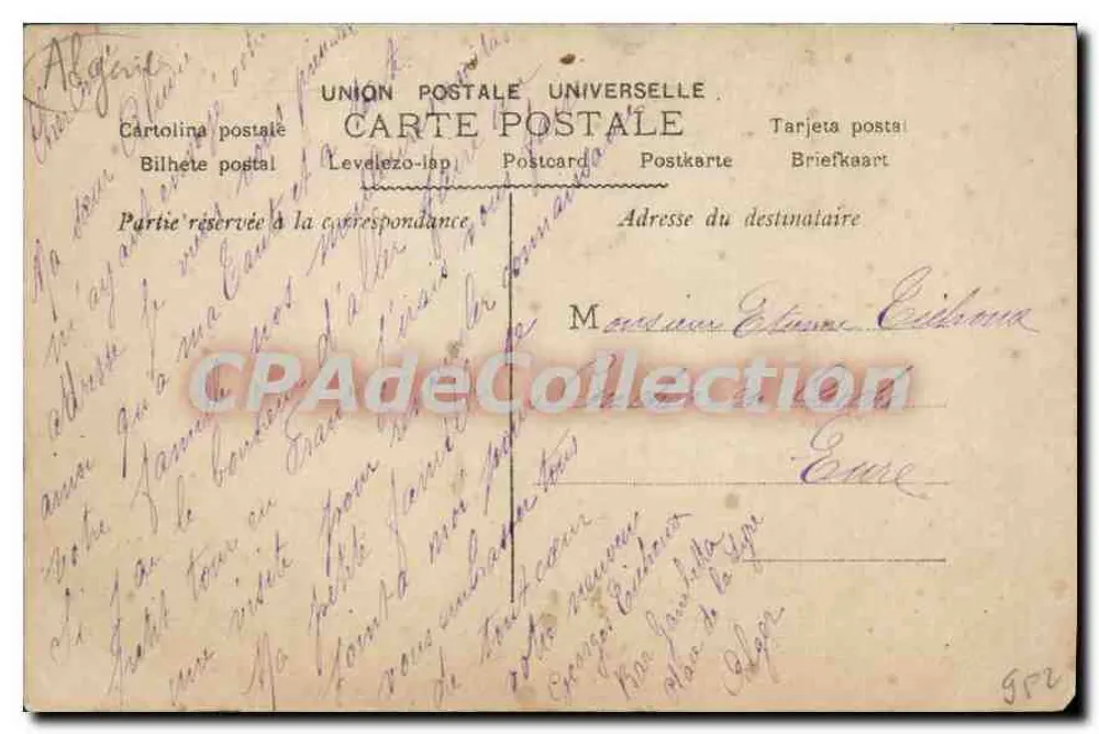 Alger – Palácio de Verão — vista do edifício e do jardim — editor S.P. n°18 - Verso