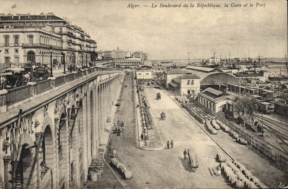 Alger — Boulevard de la République, die Station und der Hafen — ND Pbor - Vorderseite