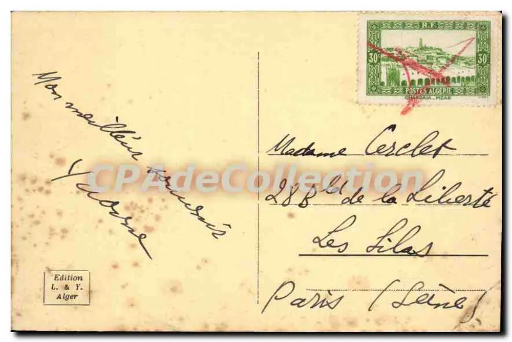 ALGER - A Medersa (Escola Superior Árabe) — Editor L. & Y. Alger, n° 62 - Verso