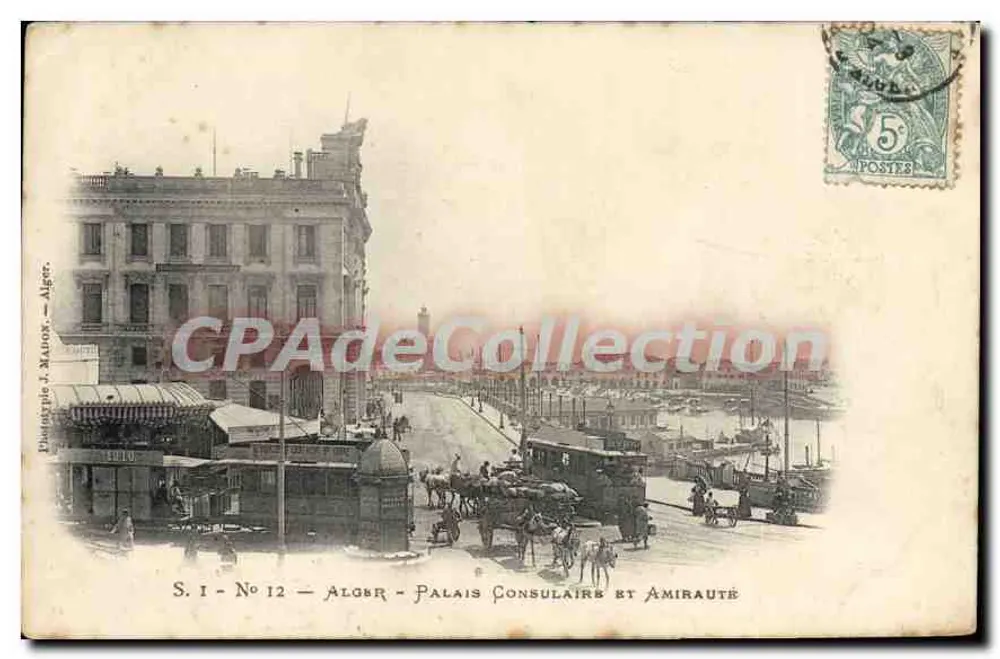 Algés - Palácio Consular e Amirauté — Fototipia J. Maïon, Argel, S.I. - No 12 - Frente