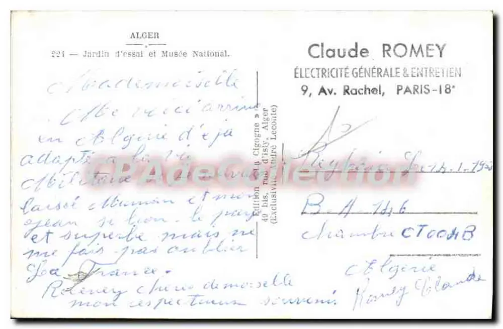 Die Storch — Ansicht des Gebäudes und Gartens — Edition Alger - Rückseite