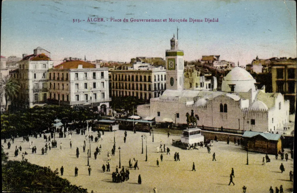Algier — Place du Gouvernement und Moschee Djema Djedid — Lithographie Gras n°313 - Vorderseite