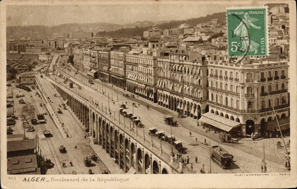 ALGER - Boulevard de la République — Platinogravure L.L.-Paris, n°361 - Frente