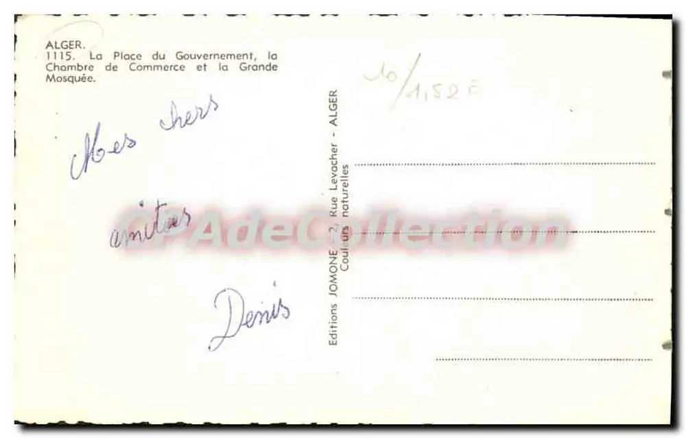 Algerien, Algier — Place du Gouvernement, Handelskammer und Große Moschee — Editions JOMONE - Rückseite